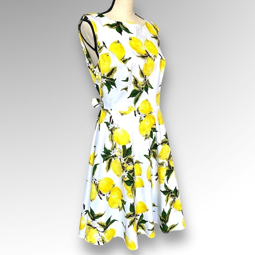 Katy Kasin Women’s Retro 50s Housewife Stepford Wife Style Lemon Dress Size L - Picture 3 of 8